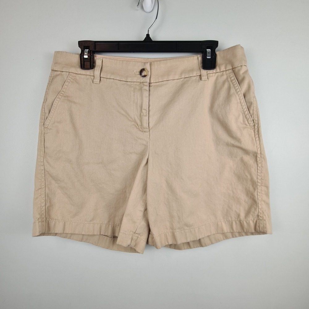 J.Crew Womens Chino Shorts Size 10 Khaki Tan Cotton Mid Rise Casual Summer Work
